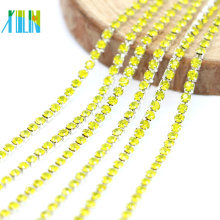 Cheap Bulk Wholesale Dense Cup Citrine Rhinestone Glass Chaton Cup Chain For Jewelry Making, G0207